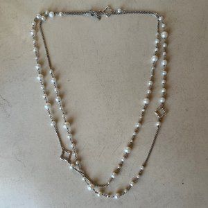 DAVID YURMAN 48" Sterling Silver Pearl Quatrefoil Bijoux Necklace